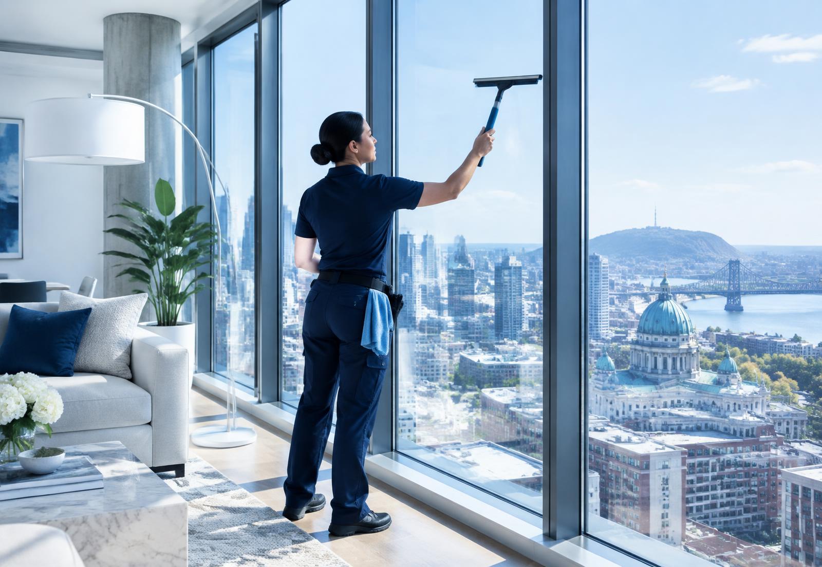 Lavage de vitres professionnel dans un condo à Montréal
